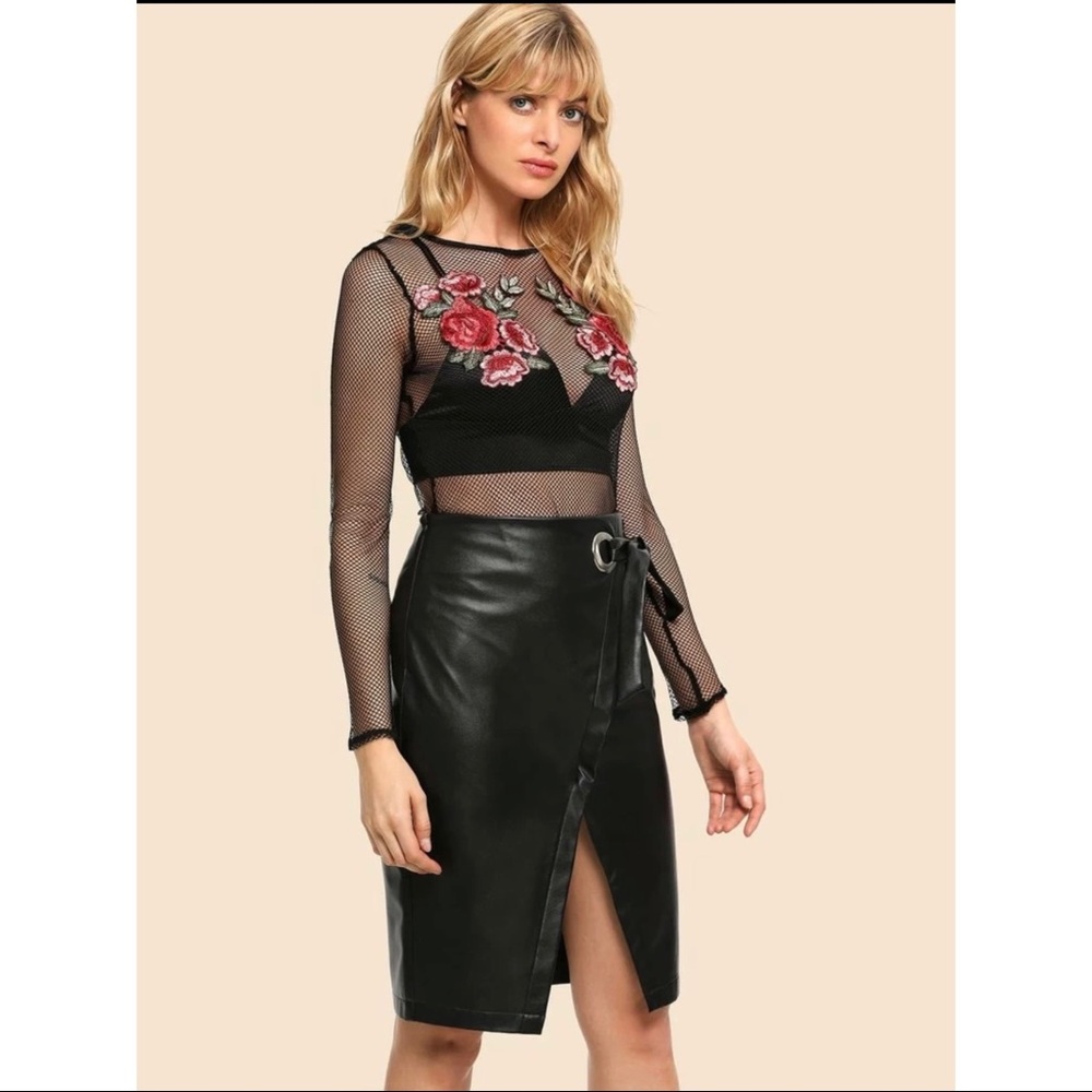 Faux Leather Wrap Skirt